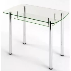 Glass dining table D-06-3 with tempered glass and chrome legs